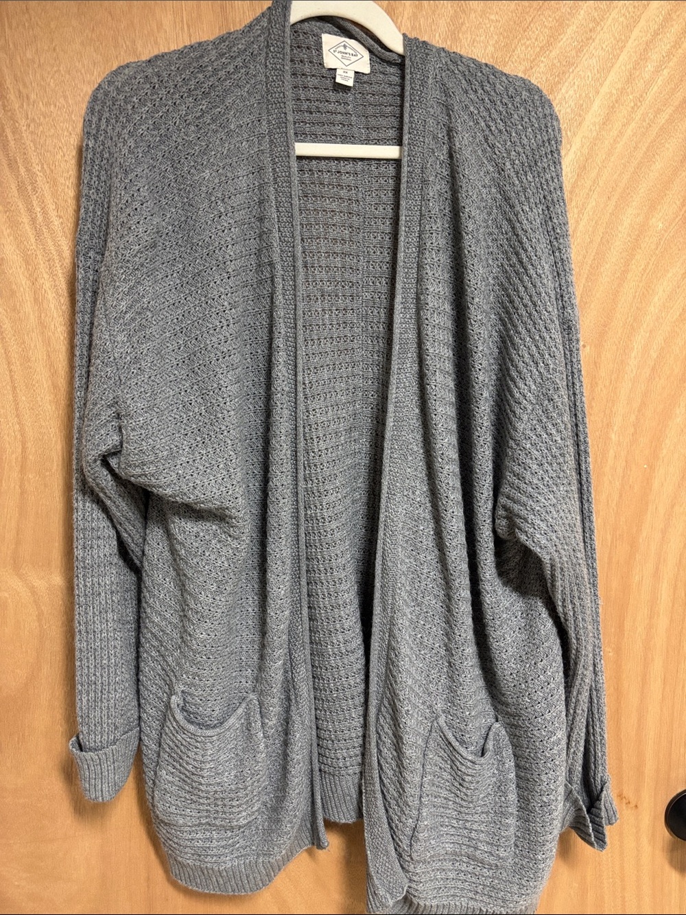 WOMENS 2X Cozy Open-Front Gray Knit Cardigan Sweater